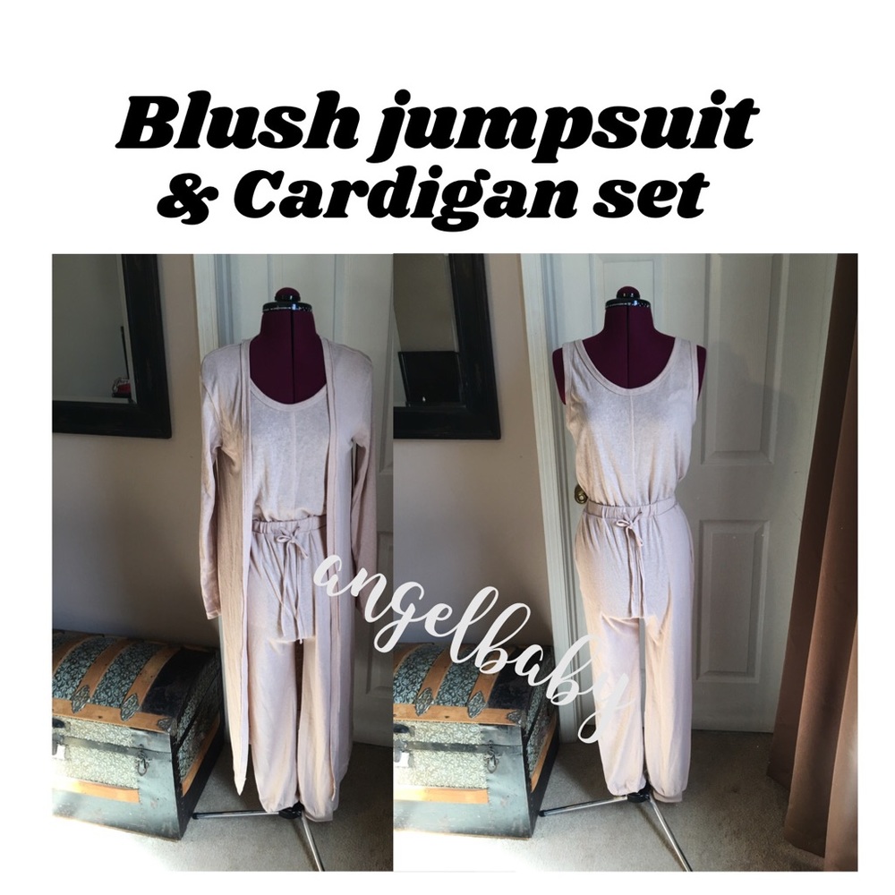 Blush Jumpsuit & Cardigan Lounge Set! - Picture 3 of 16